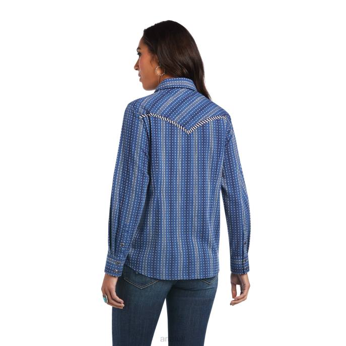 Ariat REAL Darling Shirt Women D0X63079 Chambray Dobby Tops