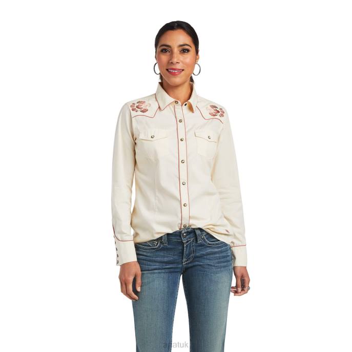 Ariat REAL Georgia Shirt Women D0X62798 White Swan Tops