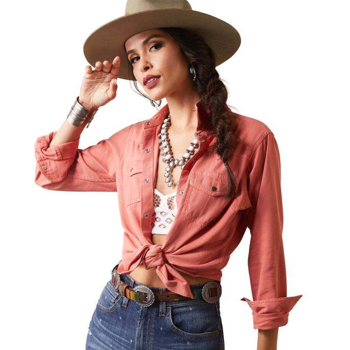 Ariat REAL Jurlington Snap Shirt Women D0X62796 Faded Brick Tops