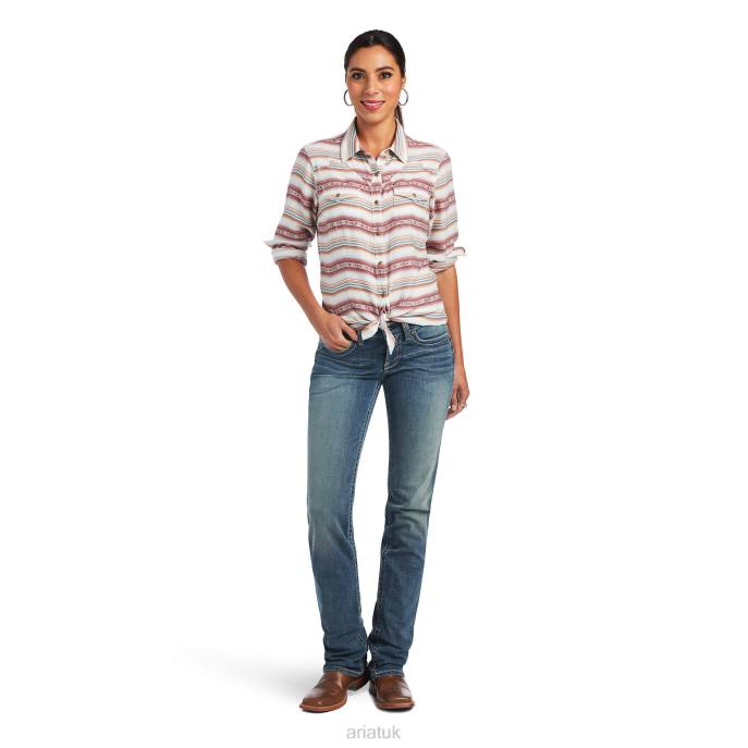 Ariat REAL Rosewood Shirt Women D0X62948 Rosewood Jacquard Tops