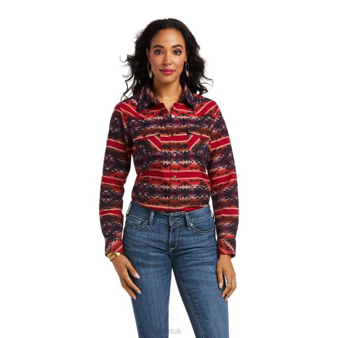 Ariat REAL Sedona Serape Shirt Women D0X63130 Red Tops