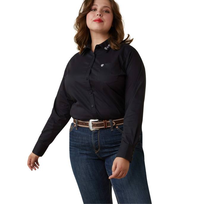 Ariat Team Kirby Stretch Shirt Women D0X62806 Black W/Mexico Flag Emb Tops