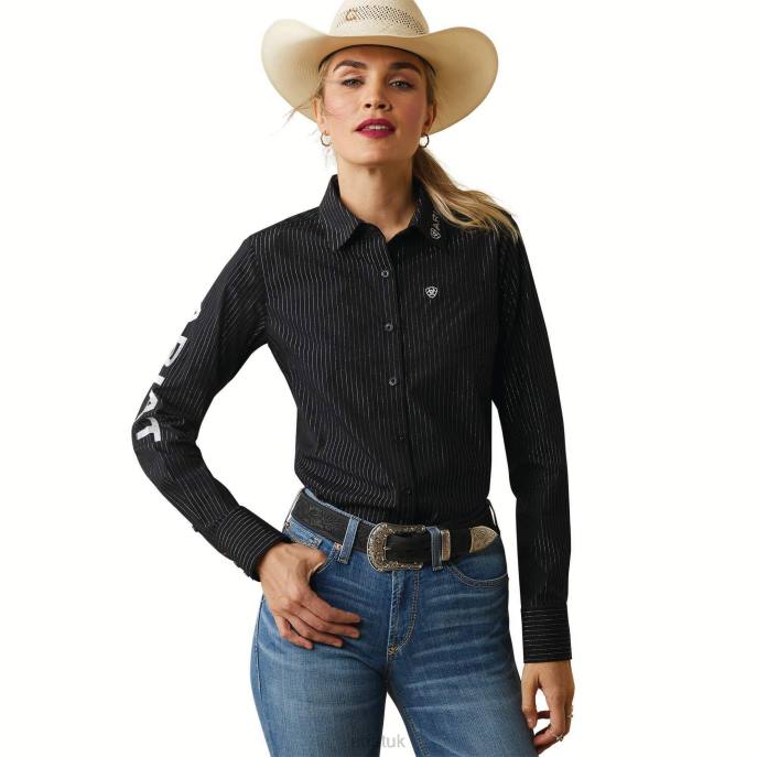 Ariat Team Kirby Stretch Shirt Women D0X62850 Black W/Silver Lurex Tops