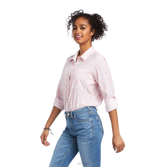 Ariat VentTEK Stretch Shirt Women D0X62797 Quartz Pink Leopard Tops