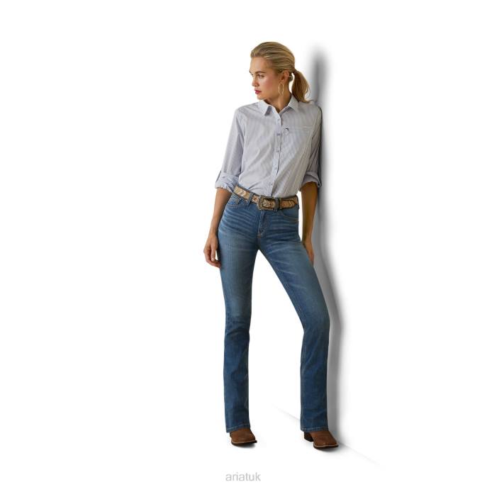 Ariat VentTEK Stretch Shirt Women D0X62834 Classic Blue Stripe Tops