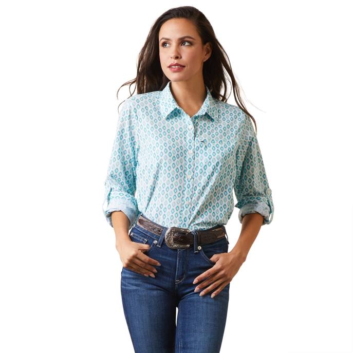 Ariat VentTEK Stretch Shirt Women D0X62862 Sea Breeze Print Tops