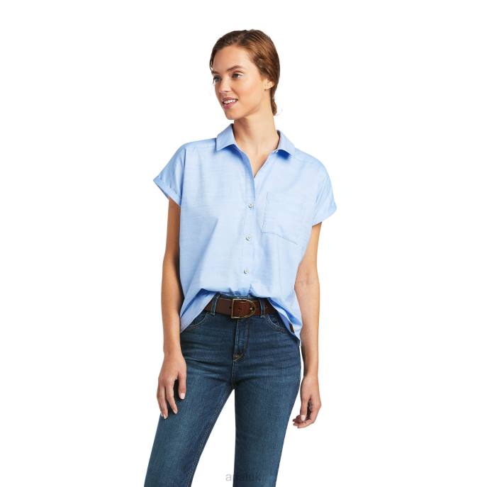Ariat Zenith Shirt Women D0X63227 Chambray Blue Tops