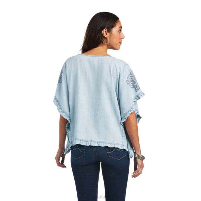 Ariat Eden Top Women D0X62852 Light Denim Blue Tops