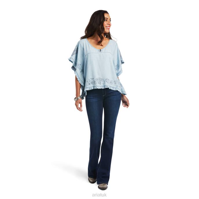 Ariat Eden Top Women D0X62852 Light Denim Blue Tops