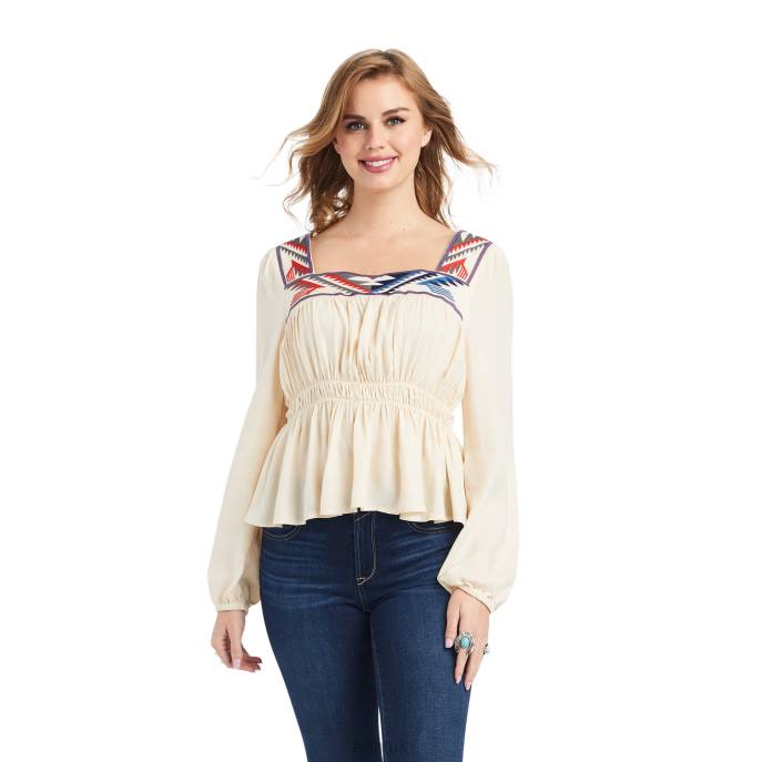 Ariat Jacquard Chimayo Top Women D0X63160 Buttercream Tops
