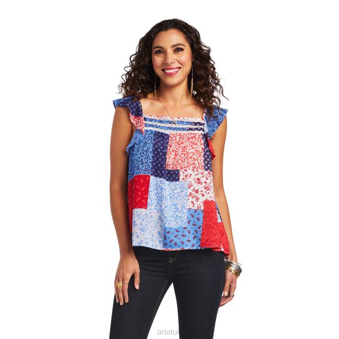 Ariat Note Tank Women D0X63169 Patchwork Print Tops