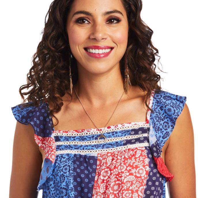 Ariat Note Tank Women D0X63169 Patchwork Print Tops