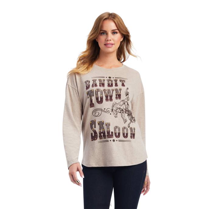 Ariat Saloon Top Women D0X63259 Brown Oatmeal Heather Tops
