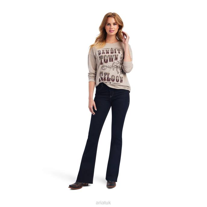 Ariat Saloon Top Women D0X63259 Brown Oatmeal Heather Tops
