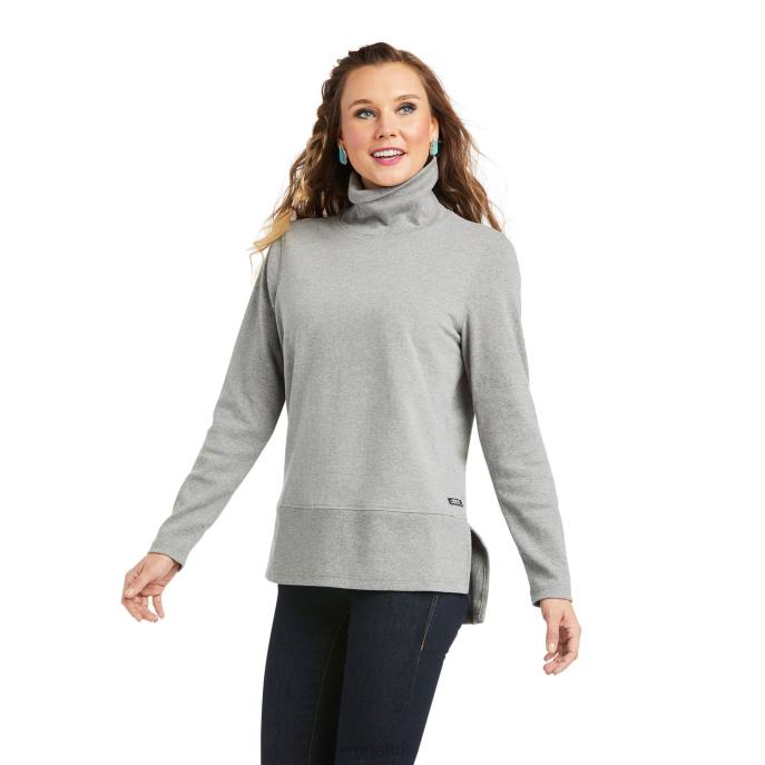 Ariat REAL Funnel Sweater Women D0X63353 Heather Grey Tops