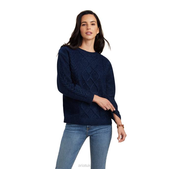 Ariat Winter Quarter Sweater Women D0X63362 Navy Tops