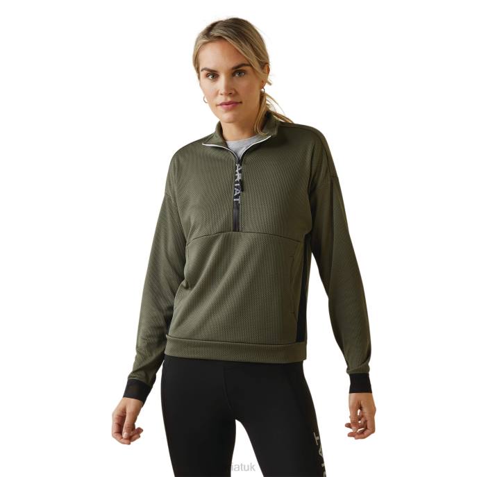 Ariat Breathe 1/2 Zip Sweatshirt Women D0X63374 Beetle Tops