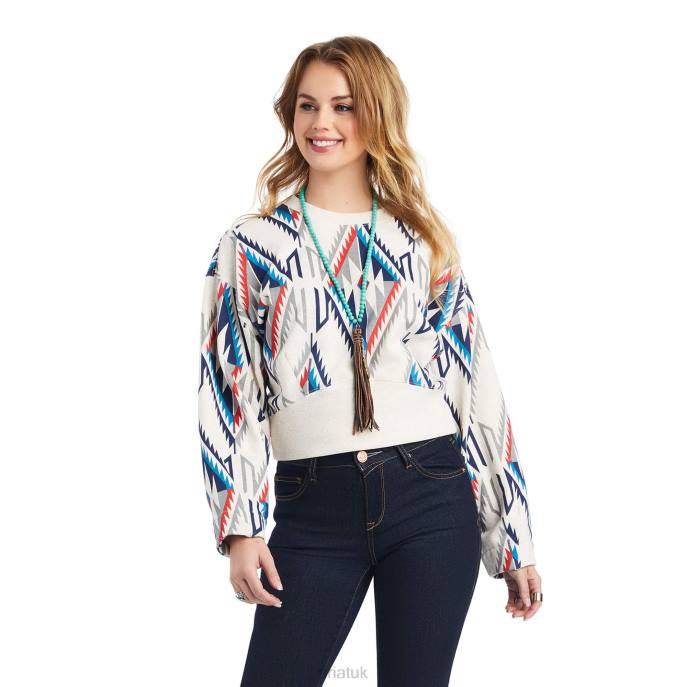 Ariat Cropped Chimayo Sweatshirt Women D0X63342 Chimayo Grande Print Tops