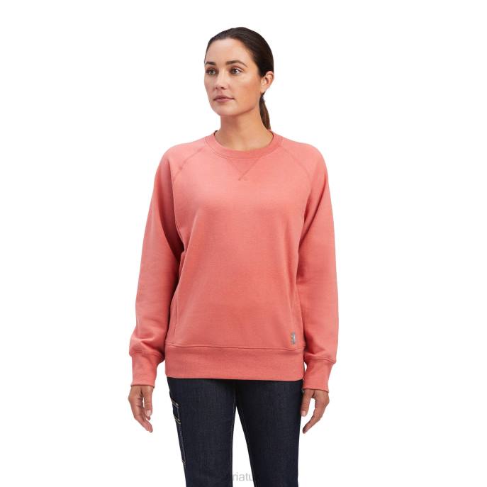 Ariat Rebar Workman Washed Fleece Sweatshirt Women D0X63087 Faded Rose Heather Tops