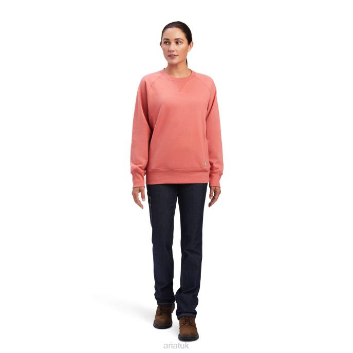 Ariat Rebar Workman Washed Fleece Sweatshirt Women D0X63087 Faded Rose Heather Tops