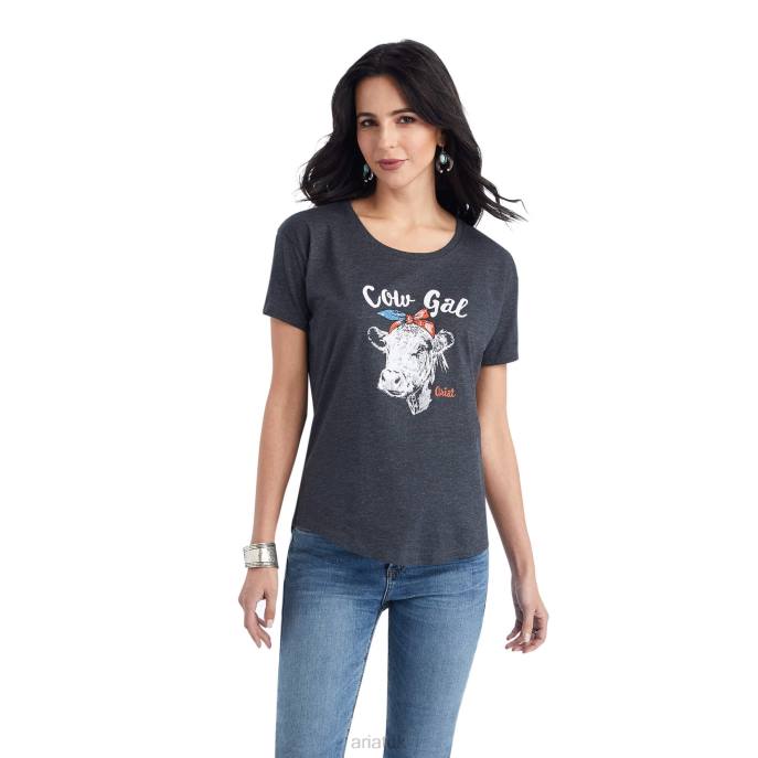 Ariat Cow Gal Tee Women D0X63000 Charcoal Heather Tops