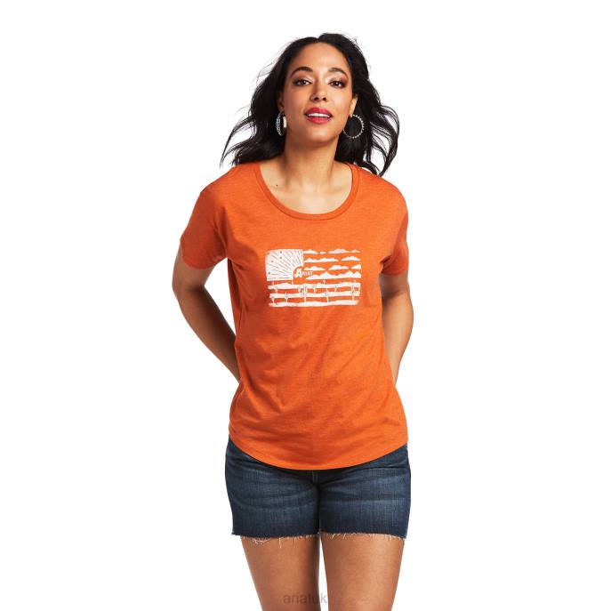 Ariat Desert Flag T-Shirt Women D0X62952 Adobe Heather Tops