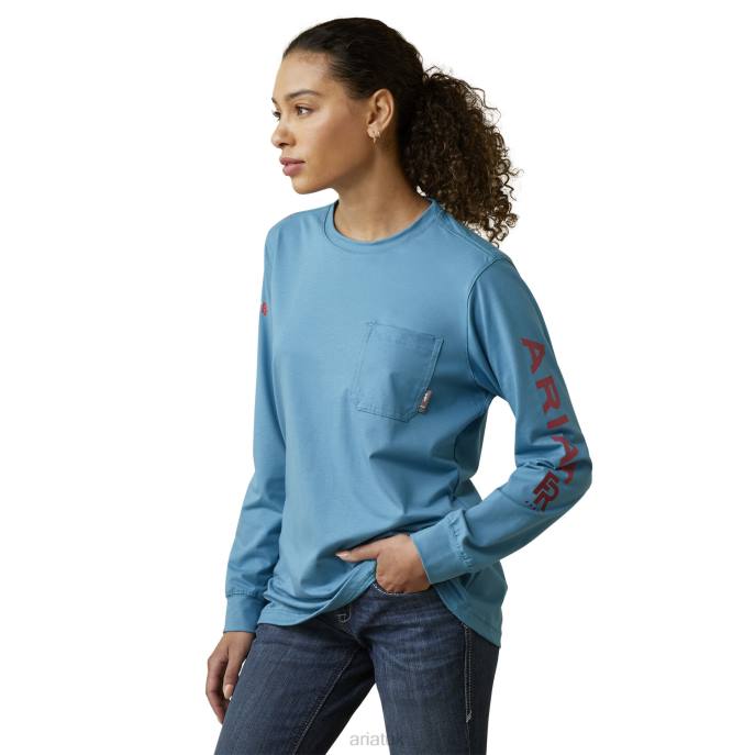 Ariat FR Stretch Logo T-Shirt Women D0X63050 Larkspur Tops