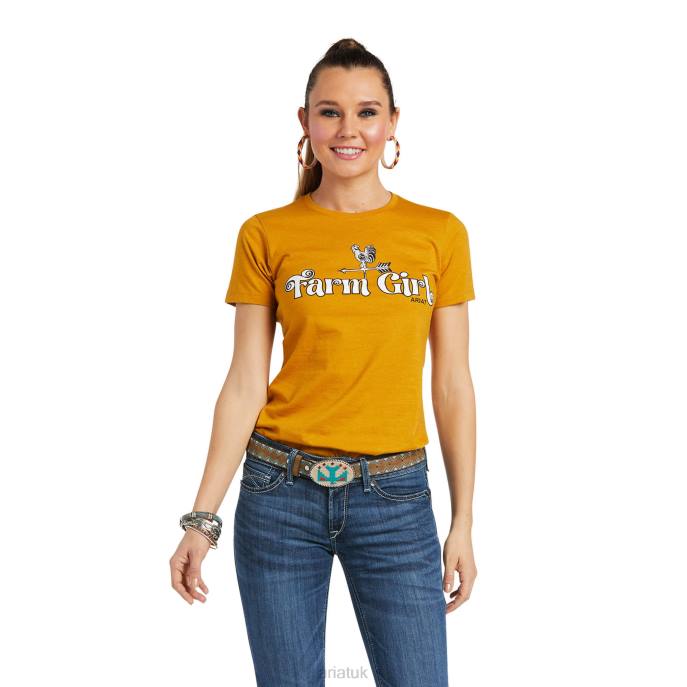 Ariat Farm Girl Tee Women D0X62966 Buckhorn Heather Tops