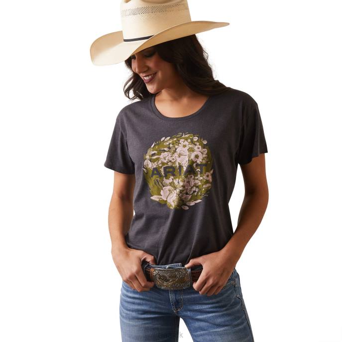 Ariat Floral T-Shirt Women D0X62868 Charcoal Heather Tops