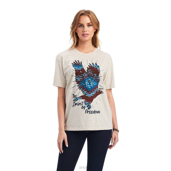 Ariat Freedom Spirit Tee Women D0X63188 Oatmeal Heather Tops