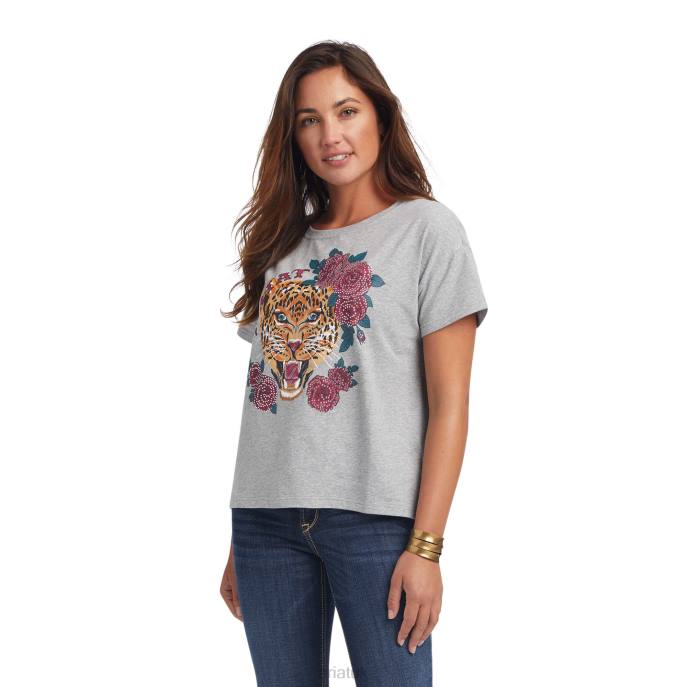 Ariat Lady Leopard Tee Women D0X63221 Heather Grey Tops