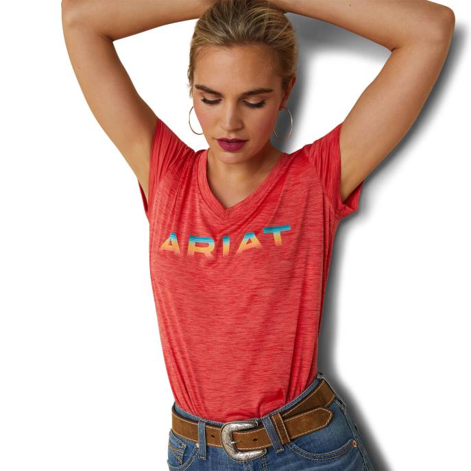 Ariat Laguna Logo Top Women D0X62859 Aura Orange Tops