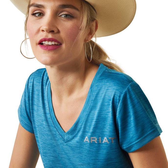 Ariat Laguna Logo Top Women D0X62950 Peacock Blue Tops