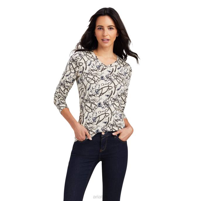 Ariat Melange Print T-Shirt Women D0X62995 Oatmeal Tops