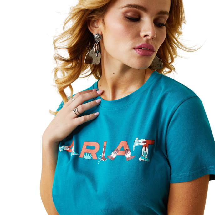 Ariat REAL Boot Kickin' Logo Tee Women D0X62889 Exotic Plume Tops
