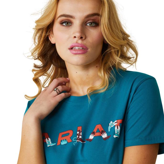 Ariat REAL Boot Kickin' Logo Tee Women D0X62889 Exotic Plume Tops