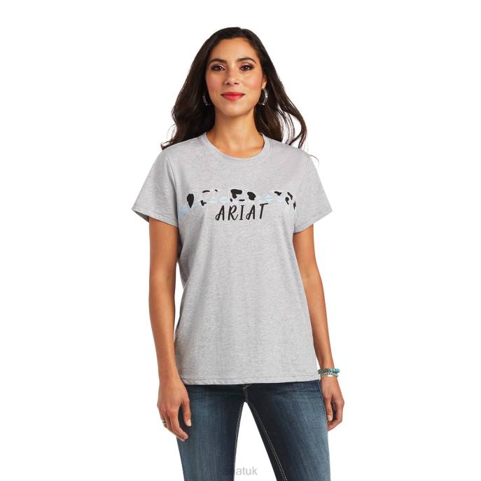 Ariat REAL Cow Pasture Tee Women D0X63002 Heather Grey Tops