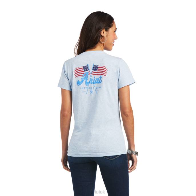 Ariat REAL Flag Waver Tee Women D0X63105 Halogen Blue Tops