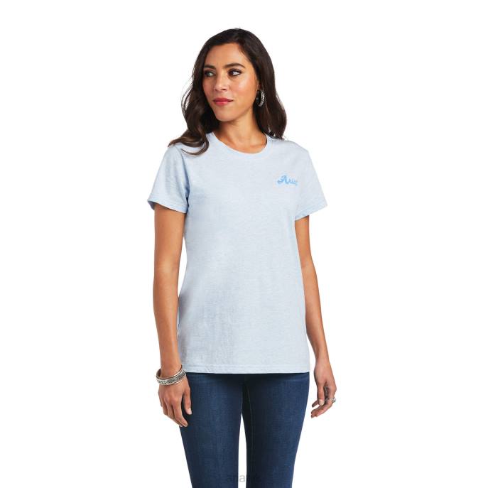 Ariat REAL Flag Waver Tee Women D0X63105 Halogen Blue Tops