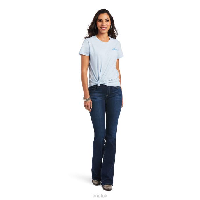 Ariat REAL Flag Waver Tee Women D0X63105 Halogen Blue Tops