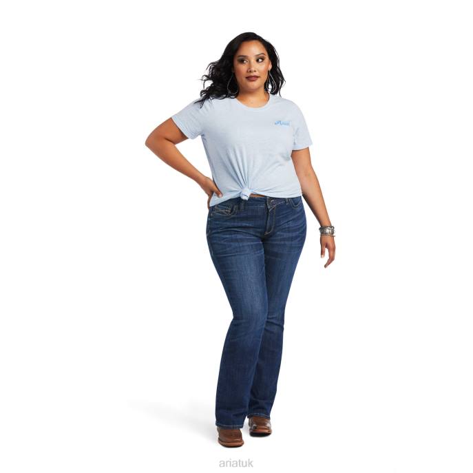 Ariat REAL Flag Waver Tee Women D0X63105 Halogen Blue Tops