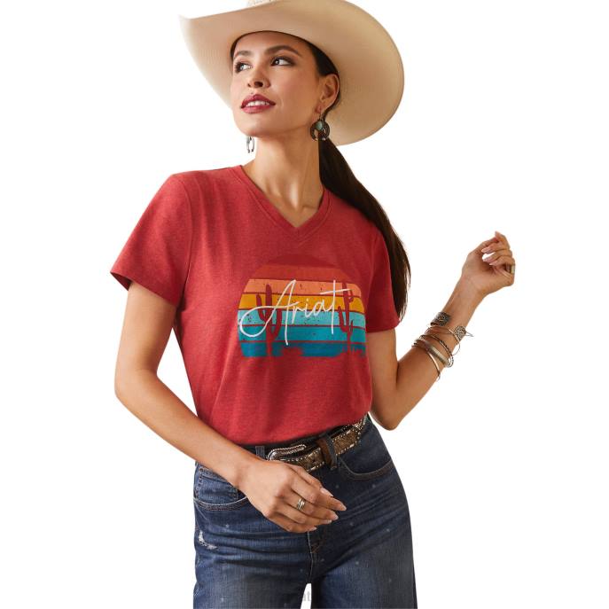 Ariat REAL Horizon T-Shirt Women D0X62869 Aura Orange Heather Tops
