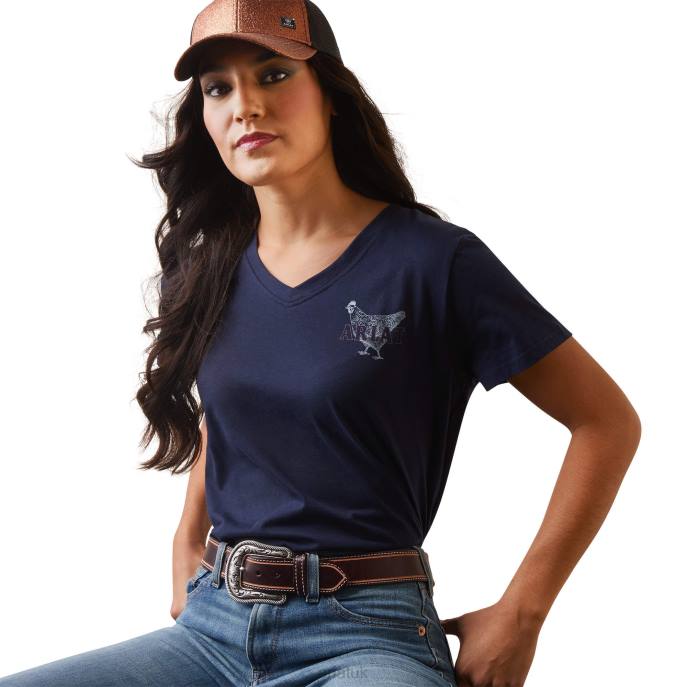 Ariat REAL Mama Hen Tee Women D0X62892 Navy Eclipse Tops