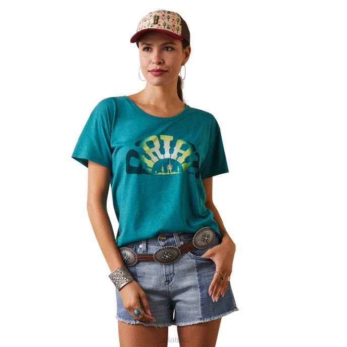 Ariat Rainbow T-Shirt Women D0X62898 Teal Green Heather Tops
