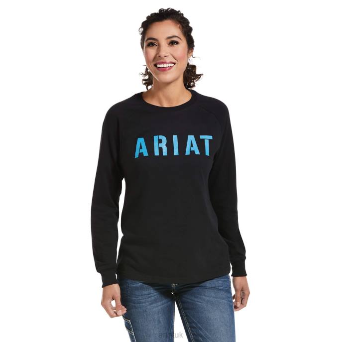 Ariat Rebar CottonStrong Block T-Shirt Women D0X62988 Black Tops