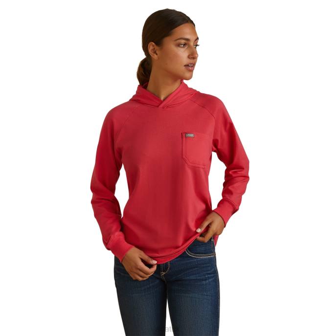 Ariat Rebar CottonStrong Hooded T-Shirt Women D0X63195 Teaberry Tops