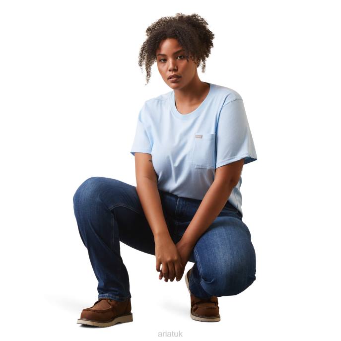 Ariat Rebar CottonStrong Roughneck Graphic T-Shirt Women D0X62964 Clearsky Tops