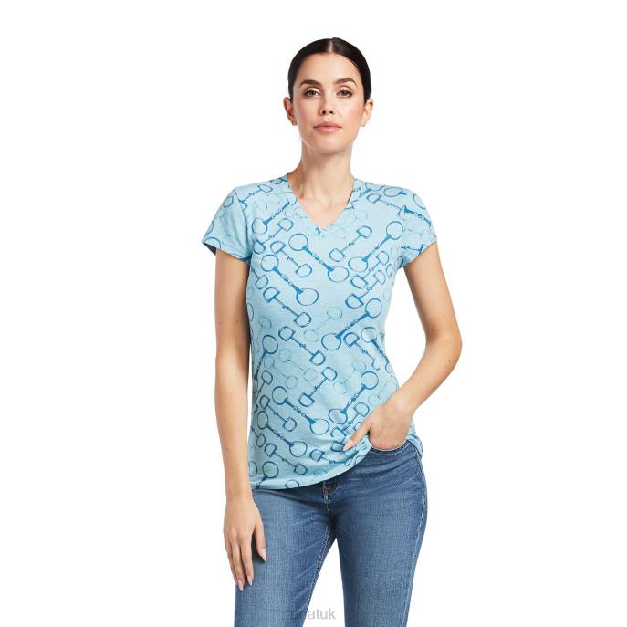 Ariat Snaffle T-Shirt Women D0X62978 Milky Blue Heather Tops
