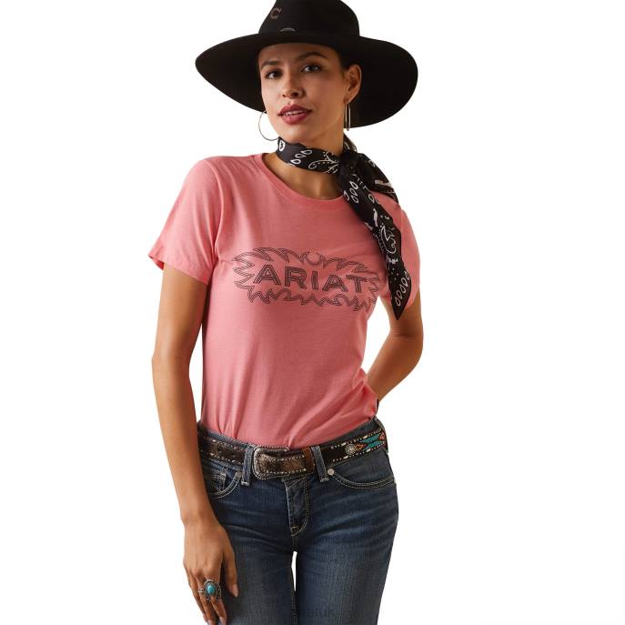 Ariat Stitch T-Shirt Women D0X62949 Coral Heather Tops