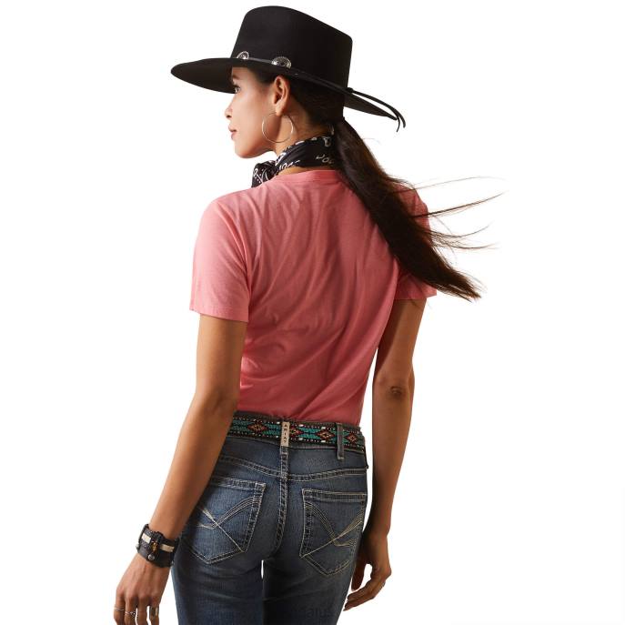 Ariat Stitch T-Shirt Women D0X62949 Coral Heather Tops